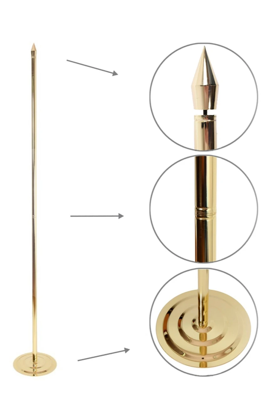 Floor Flag Stand with Decorative Round Base – Silver Finish