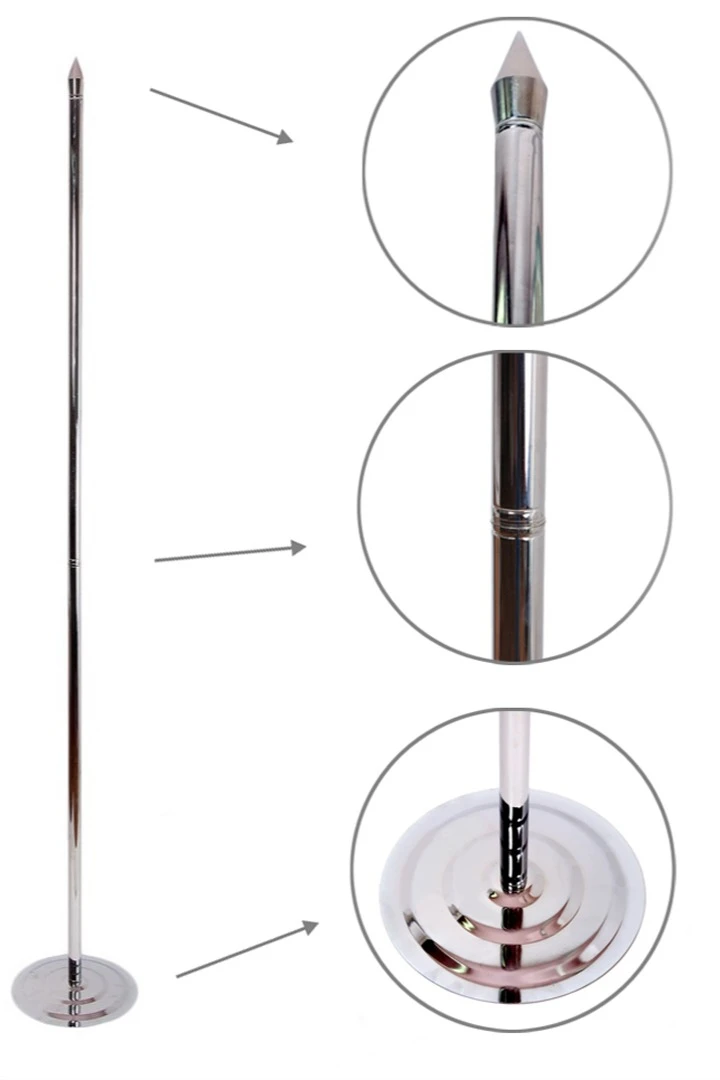 Floor Flag Stand with Decorative Round Base – Silver Finish
